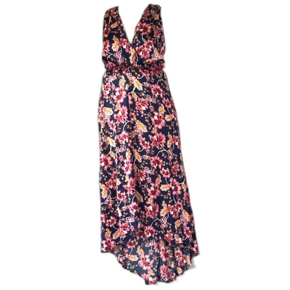 OLD NAVY Maternity V Neck Midi Floral Sleeveless Dress Womens Large - Picture 1 of 14